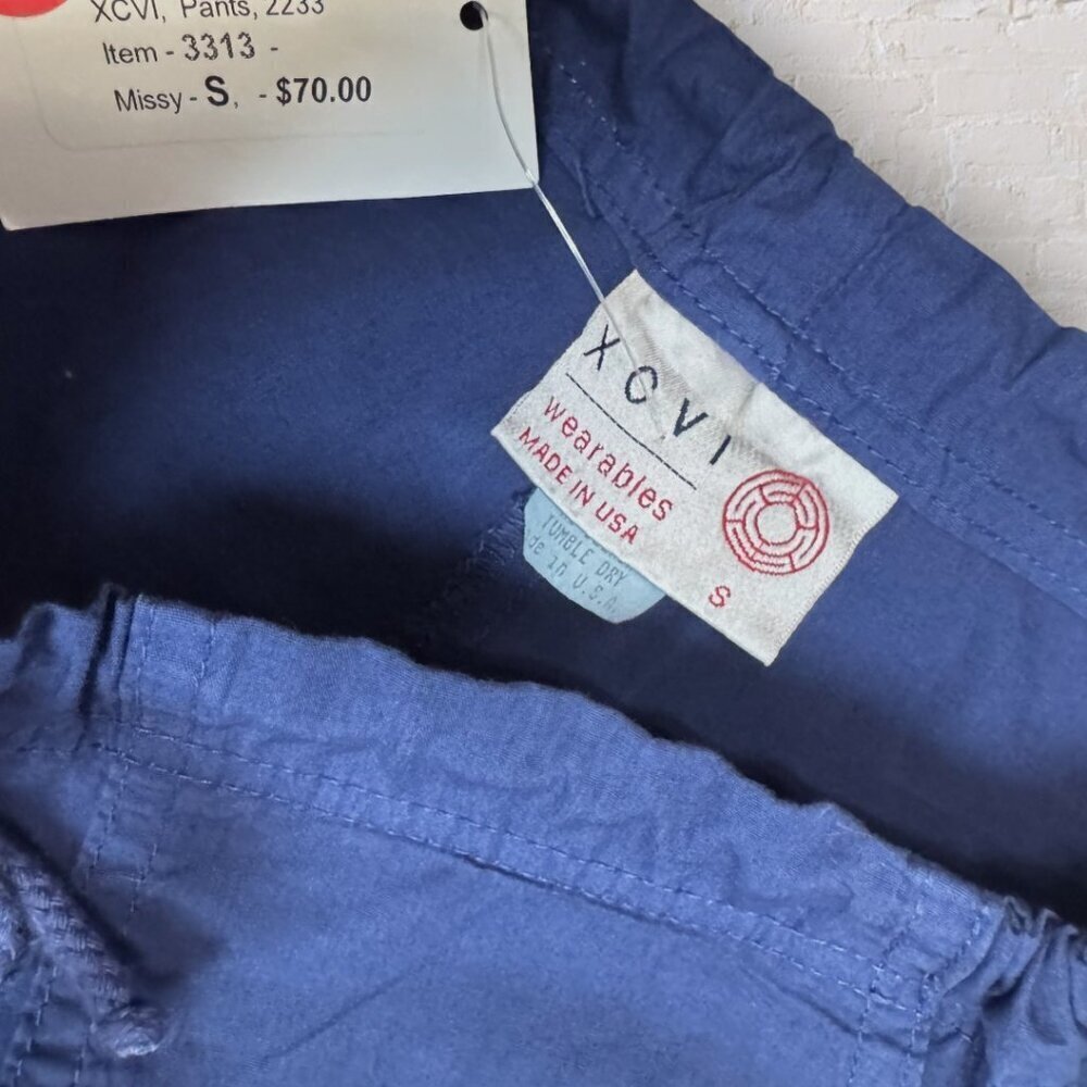 NWT XCVI Wearables Blue Wide Leg Cropped Drawstring Waist Casual Beach Pants S - Picture 4 of 6